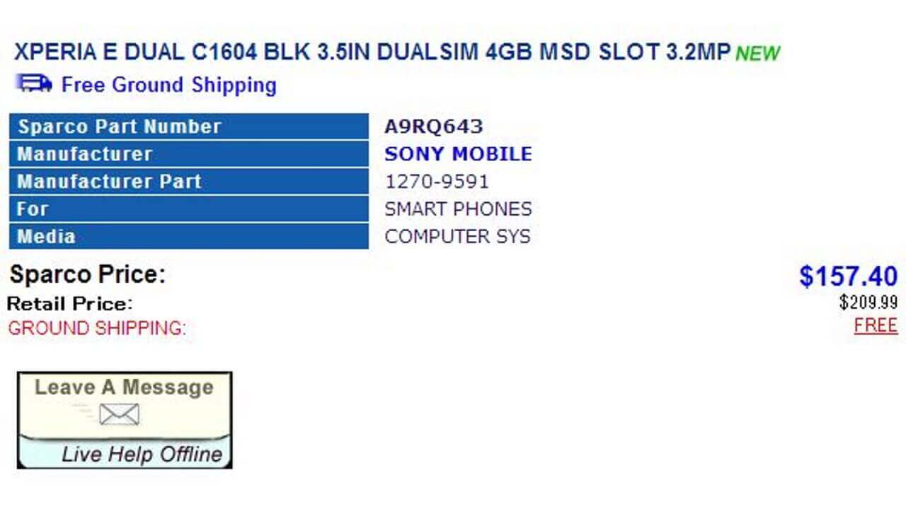 北米版Xperia E Dual C1604が発売