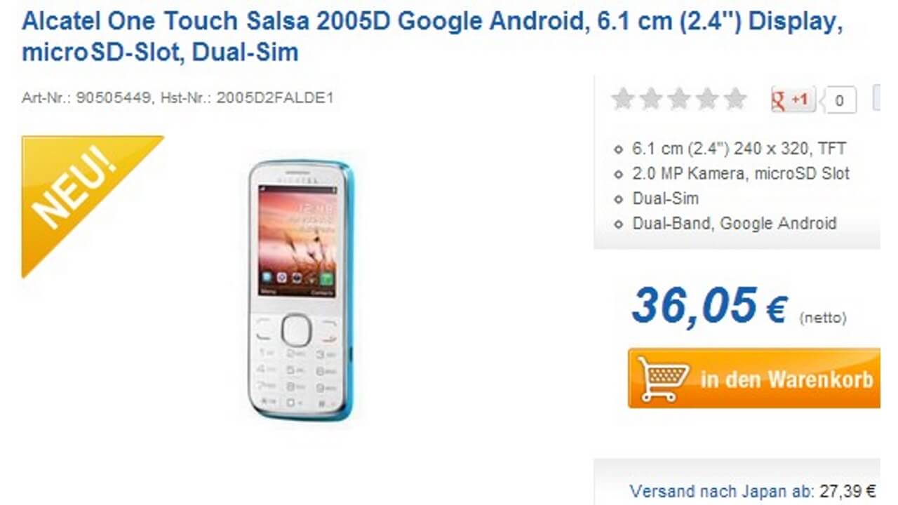 Alcatel One Touch Salsa 2005D