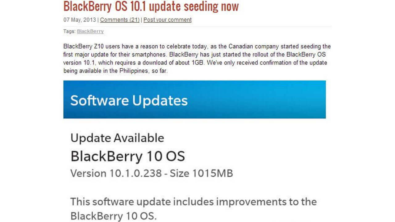 BlackBerry Z10に最新OS 10.1が配信開始