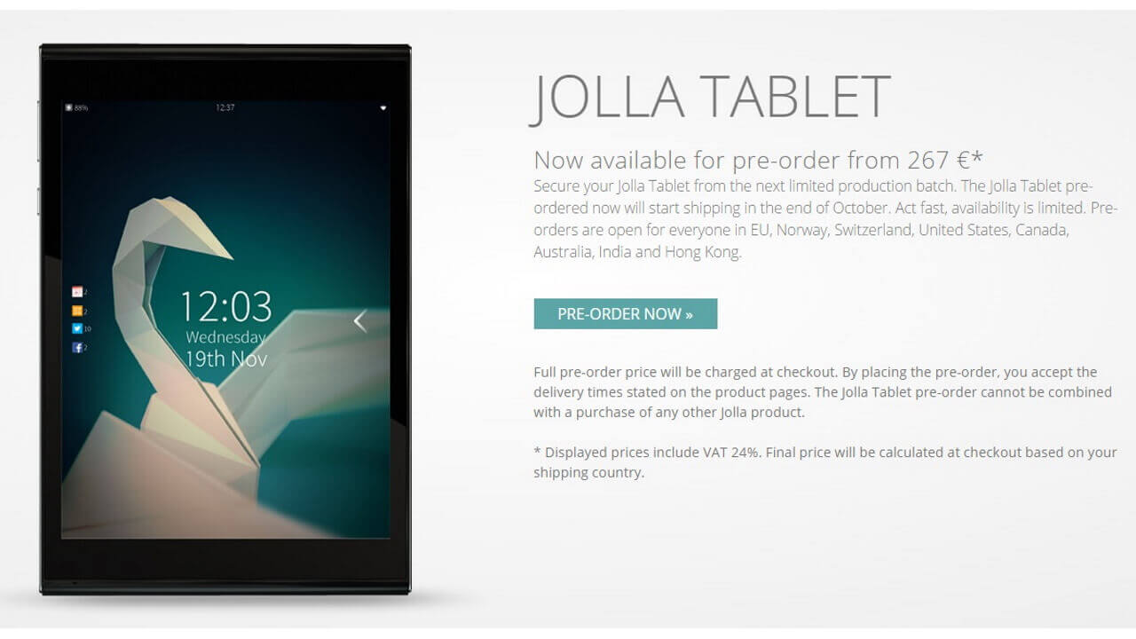 Salfish OS 2.0搭載7.85インチ「Jolla Tablet」予約開始