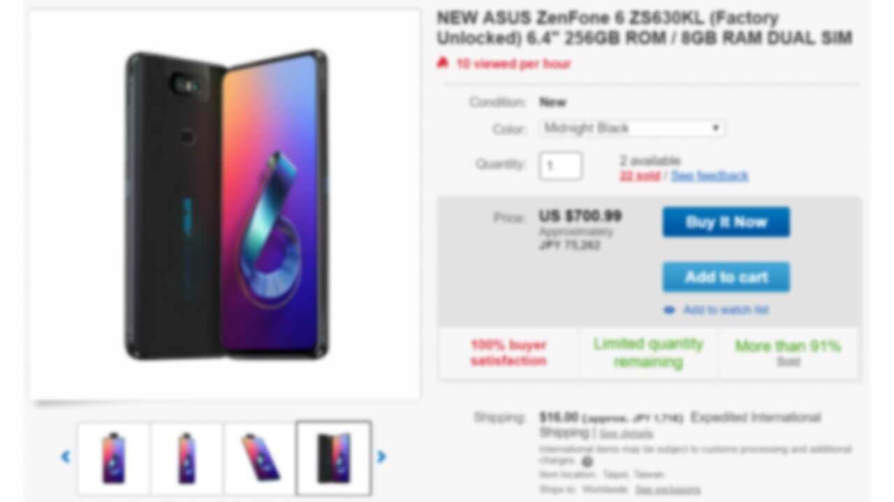 ASUS　Zenfone6 ZS630KL 台湾版